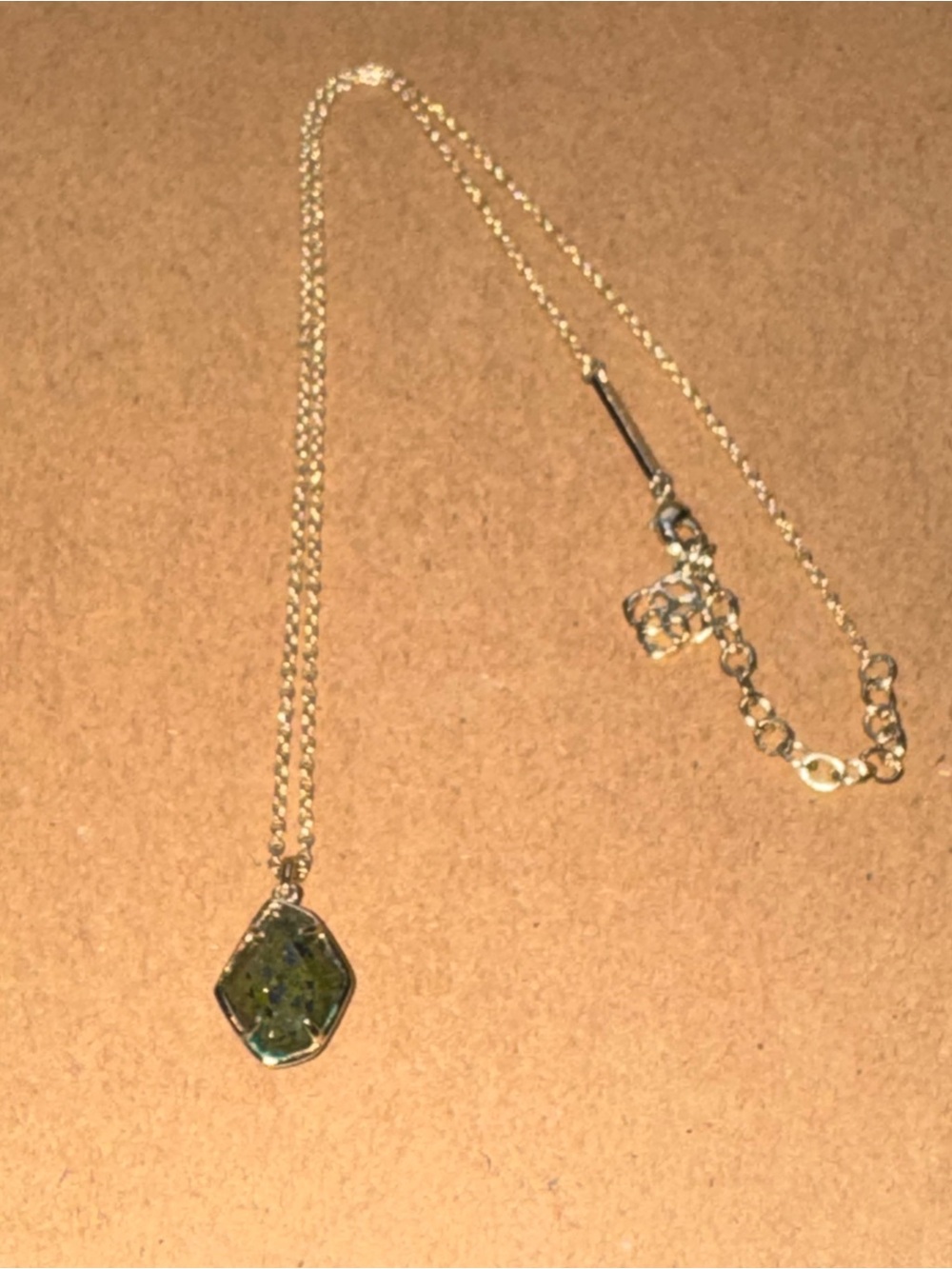 Kendra Scott Gold Necklace with Green Mosaic Pendant